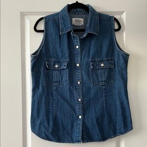 Vintage Cotton Ginny Size XL Denim Buttom-Down Collared Vest